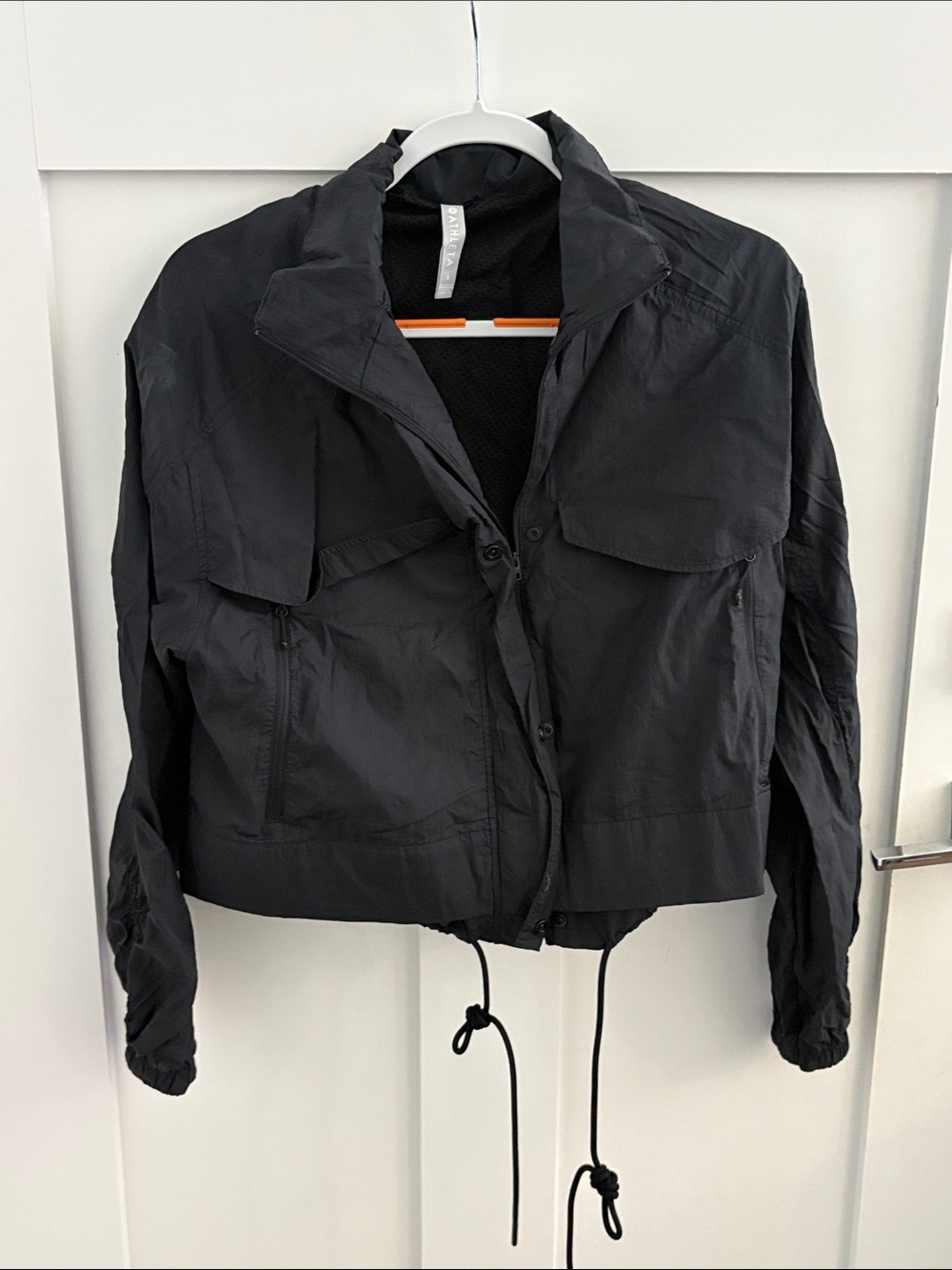 Athleta Black Cropped Utility Jacket with Drawcord